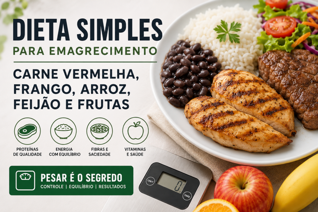 Dieta Simples para Emagrecimento: Carne Vermelha, Frango, Arroz, Feijão e Frutas